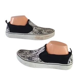 Skechers Bobs WMS SZ 7 Marley Jr. Wag Swag Black/Gray Slip On Shoes Dog Print